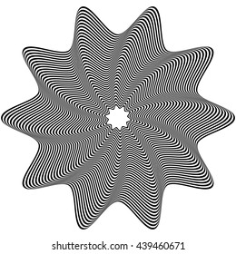 Concentric, rotating spiral element. Vector illustration.