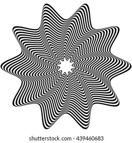 Concentric, rotating spiral element. Vector illustration.