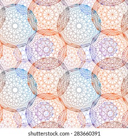 Concentric round seamles repeatable pattern on white background. Circles, vector. Round pattern image. Round pattern illustration.