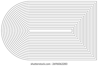 Vetor de padrão de linhas retangulares arredondadas concêntricas. Este é um elemento de túnel geométrico para fundos gráficos modernos.