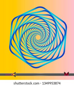 Concentric segments of circles. Hex rotation. Design element on white background
