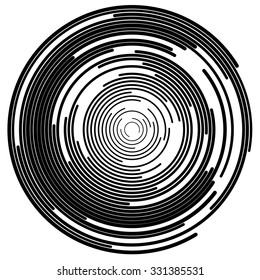 Concentric segments of circles, random lines following a circle path.