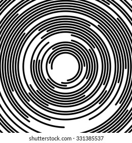 Concentric segments of circles, random lines following a circle path.