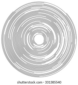 Concentric segments of circles, random lines following a circle path.