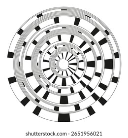 Design em espiral concêntrico. Padrão de bloco radial. Matriz de círculo geométrico. Ilustração abstrata de vetor.