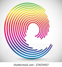 Concentric, spirally lines with spectrum colors. Twisting, rotating lines in multicolor fashion. Twisted abstract design element. 3d version.