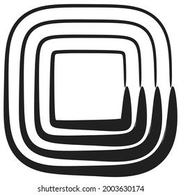 Concentric square element. Square with drawn lines vector illustration element