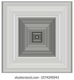 Concentric square lines. Abstract geometric pattern. Black and white design. Optical illusion effect.