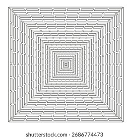 Concentric square lines. Geometric frame detail. Illusion Vector pattern. Abstract white background. EPS 10.