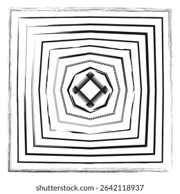 Concentric square pattern. Vector geometric frame. Nested border design. Optical illusion effect.