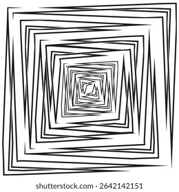 Concentric square tunnel. Abstract geometric pattern. Optical illusion art. Vector depth graphic.