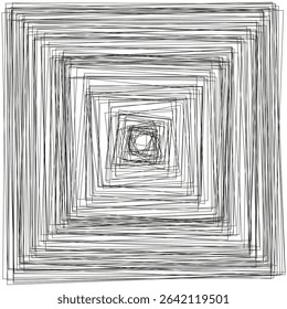 Concentric squares pattern. Geometric frame design. Vector nested shapes. Blue white structure.