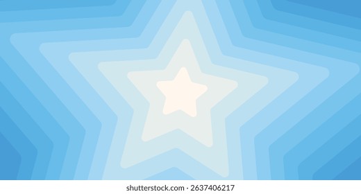Concentric star background in layered blue tones, glowing abstract shapes radiating from center, decorative geometric design for celebration, fantasy, creativity, or modern visuals.