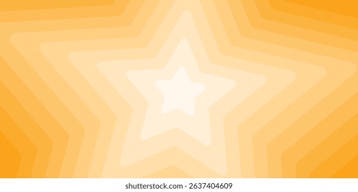 Concentric star background in warm orange tones, layered glowing shapes radiating from center, abstract and decorative design for celebration, creativity, energy, or children’s visuals.