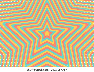 Concentric Star and Dot Pattern Background, Pop Design, Decorative Radiating Shape
