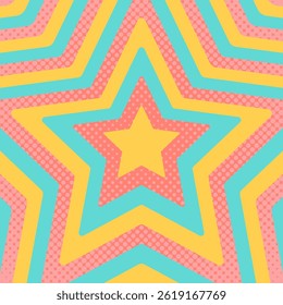 Concentric Star, Halftone Dots Background, Pop Design, Decorative Radiating Shape, Square Size