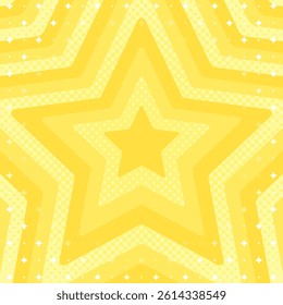 Concentric Star and Halftone Dots, Sparkle Pattern Background, Pop Design, Decorative Radiating Shape, Square Size