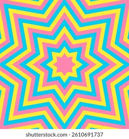 Concentric Star Shape, Image Background, Eight-pointed Star, Pop Design, Decorative Radiating Shape, Square Size