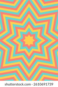 Concentric Star Shape, Image Background, Eight-pointed Star, Pop Design, Decorative Radiating Shape, Vertical