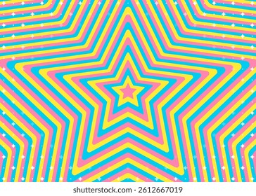 Concentric Star and Sparkle Pattern Background, Pop Design, Decorative Radiating Shape