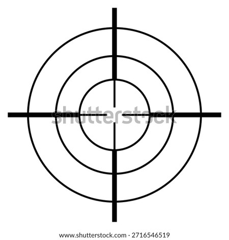 Concentric target crosshair with centered alignment, classic aiming and accuracy symbol for goal setting, navigation systems and interface layouts