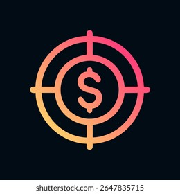 Concentric target encircles dollar sign icon. Icon symbol illustration