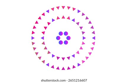 Concentric Triangle and Dot Art – Abstract Gradient Symmetry for background, wallpaper, design, pattern, texture, frame, art, concept, decorative art, illustration and banner
