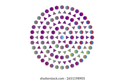Triângulo concêntrico e arte hexágonos - Simetria de gradiente abstrata para fundo ou papel de parede, apresentação, UI, UX Web Art, cartaz , tecnologia e elementos de design
