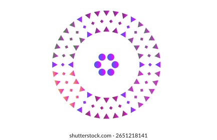 Concentric Triangles , square and Dot Art – Abstract Gradient Symmetry for  background, wallpaper, design, pattern, texture, frame, art, concept, decorative art, illustration, and banner
