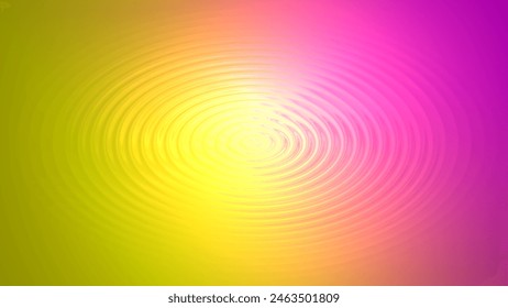 Círculos de viñeta concéntrica de fondo ondulado. Orientación paisajística. Patrón líquido amarillo y magenta.