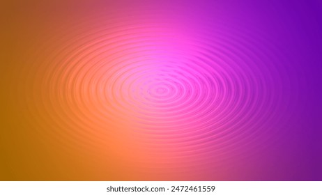 Concentric vignette circles ripple background. Landscape orientation. Orange and purple liquid pattern.