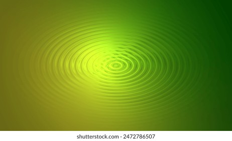 Círculos de viñeta concéntrica de fondo ondulado. Orientación paisajística. Patrón líquido verde y amarillo.