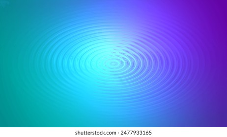 Concentric vignette circles ripple background. Landscape orientation. cyan and purple liquid pattern.