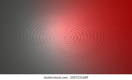 Concentric vignette circles ripple background. Landscape orientation. gray and red liquid pattern.