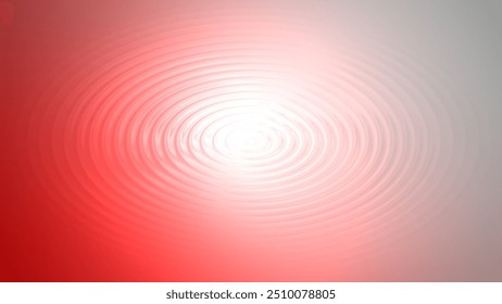 Círculos de vinheta concêntricos ondulam o fundo. Orientação Paisagem. Padrão líquido branco e vermelho.