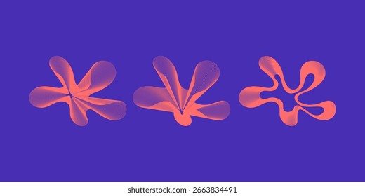 Formas de onda concéntricas. Blobs abstractos modernos con efecto de vibración y eco. Conjunto de diseño de Vector mínimo.