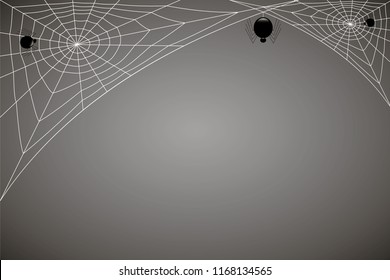 concentric web with black spiders on gray background
