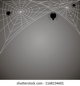 concentric web with black spiders on gray background
