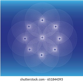 concentric white circles ,background ,blue