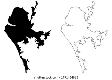 Concepcion City (Republic of Chile, Bio Bio Region) map vector illustration, scribble sketch City of La Concepcion de Maria Purísimadel Nuevo Extremo map