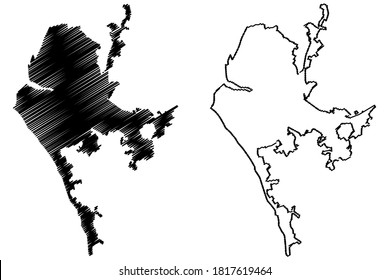 Concepcion City (Republic of Chile, Bio Bio Region) map vector illustration, scribble sketch City of La Concepcion de Maria Purísimadel Nuevo Extremo map