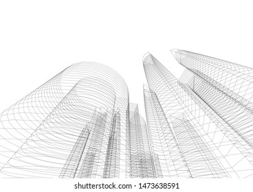 Concept 3d architecture building, vector illustration