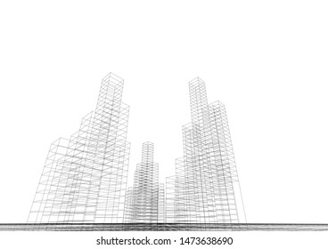 Concept 3d architecture building, vector illustration