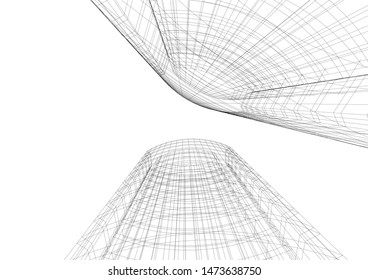 Concept 3d architecture building, vector illustration