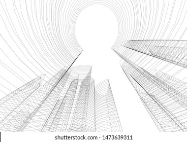 Concept 3d architecture building, vector illustration