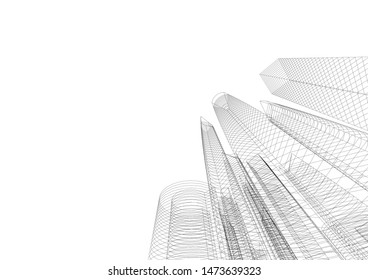 Concept 3d architecture building, vector illustration