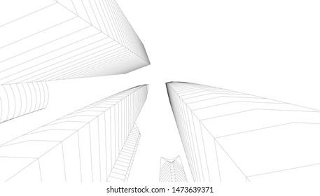 Concept 3d architecture building, vector illustration