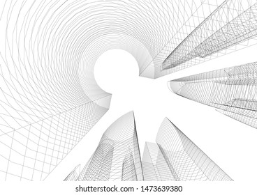 Concept 3d architecture building, vector illustration