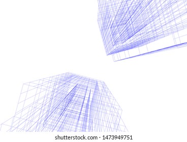 Concept 3d architecture building, vector illustration