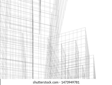 Concept 3d architecture building, vector illustration